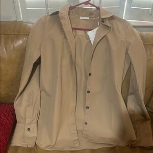 Salvatore Ferragamo Cream Tan Long Sleeve Button Down Shirt